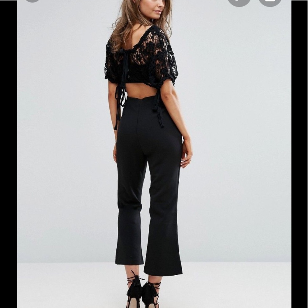 FOXIE DOXIE BLACK LACE TOP FLARE LEG NWT JUMPSUIT